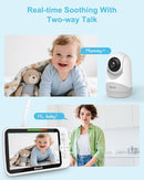 Upgrade Video Baby Monitor with Camera and Audio 6" Large Screen, 35-Hrs Battery, No WiFi Baby Monitor, Remote Pan/Tilt/Zoom Camera, 2-Way Talk, Night Vision, Temperature, 1000ft Range by TinyTreasures Baby Boutique