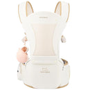 Bebamour Baby Carrier with Hip Seat,All-Position Breathable Mesh Hip Seat & Carrier 0-36Months with Head Hood, 3 PCS Teething Pads, Waist Extender,Storage Bag & Pacifier Case(Khaki) by TinyTreasures Baby Boutique