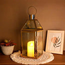JHY Design Gold Decorative Lanterns 16" H Stainless Steel Candle Lanterns with Tempered Glass for Indoor Outdoor Events Parities and Weddings by CozyNest Decor