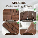 Pack of 10 Deck Tiles - 12"x12" Interlocking Natural Solid Acacia Wood for Outdoor & Indoor, Patio Garden, Balcony, Poolside - Brown Color by GreenHaven Gardens