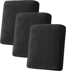 H.VERSAILTEX Velvet Stretch Couch Cushion Cover Plush Cushion Slipcover for Chair Loveseat Sofa Cushion Furniture Protector Seat Cushion Sofa Cover (3 Piece Sofa Cushion Covers, Black) by CozyNest Decor