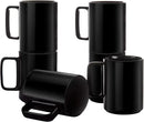 E-liu Porcelain Tea Mugs Coffee Mug Set, Large 15 Ounces Cups for Coffee, Tea, Cocoa, and Mulled Drinks, Set of 6, Black by CozyNest Decor