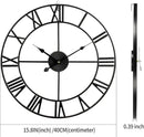 LEIKE 16" Large Wall Clocks Battery Operated, Round Modern Silent Non-Ticking Black Metal Wall Clock for Living Room Decor, Bedroom Kitchen (40cm Diameter, Black Roman Number) by CozyNest Decor
