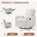 Swivel Rocking Recliner Chair for Nursery, Upholstered Glider Rocker Recliner, Swivel Reclining Chair for Nursery Living Room Bedroom, White Short Plush by TinyTreasures Baby Boutique