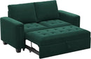 Belffin Modular Sectional Sleeper Sofa with Pull Out Couch Bed Modular Sleeper Loveseat Sectional Sofa Velvet Fabric for Living Room Apartment Green by CozyNest Decor