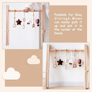 Wooden Baby Play Gym with Mat, Foldable Baby Play Gym Frame Activity Gym Hanging Bar with 6 Gym Baby Toys Rainbow Playmats for Newborn Baby (Natural) by TinyTreasures Baby Boutique