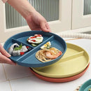 9" Unbreakable Divided Plates Set of 5, Wheat Straw Plate Reusable Dinnerware Portion Control Plate, Round Bariatric Plastic Plate for Kids Adults, BPA-free, Dishwasher Safe by CozyNest Decor
