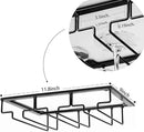 Wine Glass Rack - Under Cabinet Stemware Wine Glass Holder Glasses Storage Hanger Metal Organizer for Bar Kitchen Black by CozyNest Decor