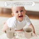 Snack Containers, Silicone Snack Cups for 6-12 Months Toddlers - Pack of 2 Food Grade Silicone Snack Cups with Grip Handle for Baby Led Weaning, Unbreakable (Sand/Natural) by TinyTreasures Baby Boutique