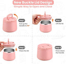 14oz Insulated Vacuum Food Jar with Buckle Lid,Soup Thermo for Hot Food Kids,Wide Mouth Leakproof Stainless Steel Lunch Container with Spoon-Pink by TinyTreasures Baby Boutique
