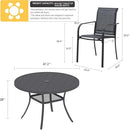VICLLAX Patio Dining Set for 6, Outdoor Furniture Set Includes 47.2" Round Patio Table and 6 Patio Sling Chairs, Grey Tabletop and Grey Fabric by GreenHaven Gardens