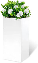 White Steel Metallic Heavy Planter for Outdoor Plants Box 14"x14"x30" Metal Planter Spliced Flower Pots with Partitions for Outside,Indoor,Garden (White, 14 * 14 * 30) by CozyNest Decor