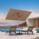 PURPLE LEAF 6' x 9' Patio Umbrella with Base Market Umbrella Rectangular Outdoor Umbrella with Push Button Tilt & Crank and 8 Ribs Aluminum Table Umbrella for Pool Backyard Beach, Taupe by GreenHaven Gardens