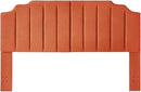 24KF Orange Teddy Fabric Tufted King Upholstered Headboard, Modern Vertical Channel Design California King Headboard with Stepped Silhouette Top Edge,6026-K-Teddy Orange by CozyNest Decor