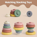 Mini Tudou 6 Pcs Stacking & Nesting Circle Toy,Soft Building Rings Stacker & Teethers,Squeeze Play with Early Educational Learning Stacking Tower, Toy for 6+ Months Boys&Girls by TinyTreasures Baby Boutique