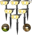 Solar Spot Lights Outdoor, Consciot 16 LEDs IP67 Waterproof Solar Outdoor Lights, Auto On/Off Solar Landscape Spotlights, 2-in-1 Adjustable Wall Lights for Garden Yard Pathway, 6 Pack (Warm White) by GreenHaven Gardens