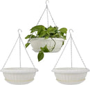 summer flower 3pcs 10.6 inch Plastic Hanging Planters Pots for Outdoor Indoor Plants Hanging Flower Plant Baskets Holder for Garden Porch Ceiling (White) by GreenHaven Gardens