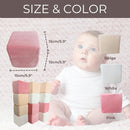 Wonder Space Plush Foam Blocks - Nursery Building & Stacking Toys for Toddlers Boys & Girls, Soft Smooth Velvet Cover, Early Education Gross Motor Skills & Brain Development (12 Cubes, Soft Blush) by TinyTreasures Baby Boutique