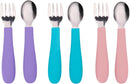 WeeSprout Toddler Utensils, 3 Forks & 3 Spoons, 18/8 Stainless Steel & Food Grade Silicone, Thick Easy-Grip Handles, Perfect Length For New Self Feeders, Gentle On Gums & Teeth, Dishwasher Safe by TinyTreasures Baby Boutique