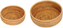 Set of 2 Round Rattan Bowl Baskets, 8 9 Inch Handmade Wicker Basket Tray with 3”Deep Wall, Decorative Woven Brown Bread Basket Fruit Bowl Table Key Holder, 2-Size by CozyNest Decor