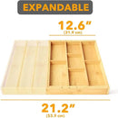 SpaceAid Bamboo Utensil Drawer Organizer with Labels, Kitchen Silverware Expandable Tray Holder Organizer for Flatware, Cutlery, Spoon and Knives Drawer Storage Organization (Natural) by CozyNest Decor