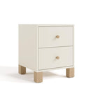 Storkcraft California 2 Drawer Nightstand for Kids Bedroom (Frosted Oat with Driftwood) - GREENGUARD Gold Certified, Premium Wood Storage Nightstand with Elegant, Iconic Block Feet by TinyTreasures Baby Boutique