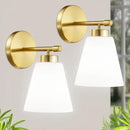 Hamilyeah Gold Sconces Wall Lighting Set of Two with Frosted Glass Shade, Industrial Bathroom Lighting Fixture with Milk Shade, Modern Brass Vanity Sconce Lighting for Bedroom, Living Room by CozyNest Decor