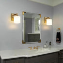 Gold Milk Glass Wall Sconces, 1 Pack Hardwired Indoor Wall Light Fixtures for Living Room, Hallway, Bedroom, Ceramic E26 Sockets (Bulbs Not Included) by CozyNest Decor