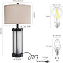 Modern Table Lamps for Living Room, Industrial Beside Lamps with 2 USB Ports, Rustic Nightstand Lamp with White Frosted Glass Night Light for Bedroom End Table Entryway, 2 Bulb Included by CozyNest Decor