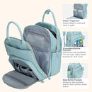 BabbleRoo Leather Diaper Bag Backpack - Baby Essentials Travel Baby Bag, Multi function, Waterproof, with Changing Pad, Stroller Straps & Pacifier Case – Unisex, Powder Blue by TinyTreasures Baby Boutique