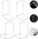 Lulonpon 4 Pieces Book Ends, Bookends, Books End for Shelves, Books End for Heavy Books, Clear Bookends, Acrylic Book Ends for School, Library,Desktop Organizer and Book Shelves by CozyNest Decor