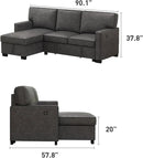 EBELLO Convertible Sleeper Sofa 3 in 1, Faux Leather Modern L-Shaped Couches for Living Room, Pull Out Sectional Futon Sofa Bed with Storage Space, USB Ports and Cup Holders for Bedroom by CozyNest Decor