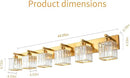 Modern 6-Light Gold Brushed Brass Finish Crystal Wall Light for Bathroom Vanity by CozyNest Decor