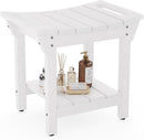 Waterproof Shower Bench, Poly Lumber Shower Stool for Shaving Legs, Shower Chair Seat with Storage Shelf and Handles, Bathroom Bench for Inside Shower, Non-Slip by TinyTreasures Baby Boutique