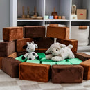 The Original Premium Plush Building Block for Kids - Certified Safe Foam Blocks in Luxuriously Soft Fabric Covers - Set of 24 (Earth) by TinyTreasures Baby Boutique