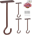 Hanging Plant Bracket 6inch 4Pack Metal Plant Hook Shepherds Hook Decorative Wall Plant Hanger for Hanging Lanterns Bird Feeder Flower Basket Home Decor Indoor & Outdoor Brown by GreenHaven Gardens