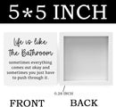 Life Is Like The Bathroom - Black and White Bathroom Decor Sign, Funny Wooden Box for Home Farmhouse Living Room Table Shelves by CozyNest Decor