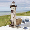 Linfevisi Wood Lighthouse Decor Rustic LED Light House Decor Wooden Decorative Nautical Lighthouse Statue Coastal Beach Themed Lighthouse Handcrafted Tabletop Decoration Home Bathroom (14.75") by CozyNest Decor