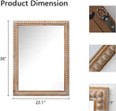 Farmhouse Bathroom Mirror 22x30 Inch - Rectangular Wall Mirrors with Wood Frame & Beaded Design - Distortion-Free Glass, Horizontal/Vertical Mount or Freestanding by CozyNest Decor