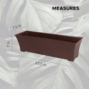 Elly Décor Set of 2 24x8 Rectangular Modern, Resistant and Self Watering Planter with Rattan-Like Finish, 24", Chocolate Brown by CozyNest Decor