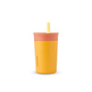 Owala Kids Insulation Stainless Steel Tumbler with Spill Resistant Flexible Straw, Easy to Clean, Kids Water Bottle, Great for Travel, Dishwasher Safe, 12 Oz, Peach and Yellow (Picnic) by TinyTreasures Baby Boutique