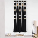 Macrame Wall Hanging Black Sphericity Cotton Tassels Textile Hanging Geometric Yarn Wall Art for Bedroom Living Room Decor 15.7" W x 39" L by CozyNest Decor