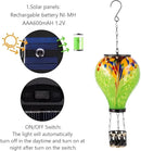 Starsoul Hot Air Balloon Solar Lantern Tie-Dye Style Glass Outdoor Solar Hot Air Balloon Lantern with Flame Light Waterproof Hanging Solar Lantern for Garden Yard Patio Decor by GreenHaven Gardens