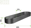 Land Guard 8×2×1ft Galvanized Raised Garden Bed Kit, 108 Gallon Capacity Raised Garden Boxes Outdoor, Oval Metal Raised Garden Beds for Vegetables, Gray(with 10 Connecting rods) by GreenHaven Gardens