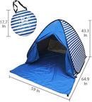 Pop Up Beach Tent Shade Sun Shelter UPF 50+ Canopy Cabana 2-3 Person for Adults Baby Kids Outdoor Activities Camping Fishing Hiking Picnic Touring(Dark Blue Stripes) by TinyTreasures Baby Boutique