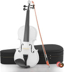 4/4 Beginner Violin Kit for Adults, Complete Full Size Violin Set with Portable Case, Bow, Rosin, White by TinyTreasures Baby Boutique