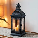 TRIROCKS Rustic Style Metal Candle Lantern 13'' High Decorative Outdoor Lantern Candle Holder with Tempered Glass for Christmas Living Room Garden Patio Parties Indoors Outdoors (Black) by CozyNest Decor
