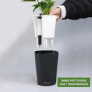 Dexceder 6x7 Self Watering Planter Indoor Outdoor, High Gloss Table Flower Plant Pot with Water Level Indicator (Black) by CozyNest Decor