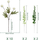 Faux White Kiku Flower, 10 Stems with 5 Heads Each & 4 Branches Eucalyptus Stems, Artificial Small Mini Chrysanthemum Flowers for Aesthetic Room Decor, Floral Arrangements Centerpiece by CozyNest Decor