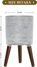 Flower Pot with Legs Tall Flower Pot with Drainage Holes for Indoor and Outdoor Decorative Planting (Gray Wave, 12 Inches) by CozyNest Decor